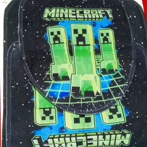 Minecraft 3pc bathroom rug black and green